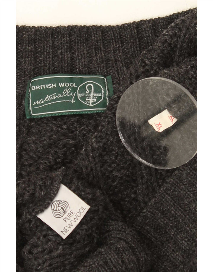 British Wool Mens Cardigan Sweater XL Grey New