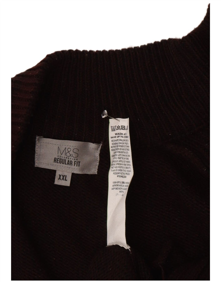 Marks & Spencer Mens Regular Fit Cardigan Sweater 2XL Burgundy Polyacrylic