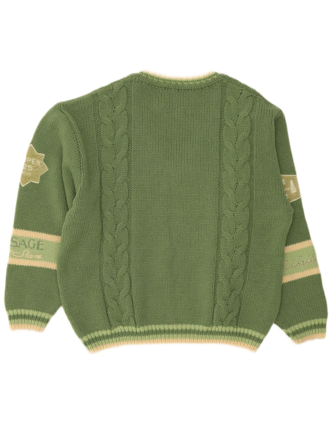 Foxhound Mens Graphic V-Neck Jumper Sweater XL Green Striped Wool