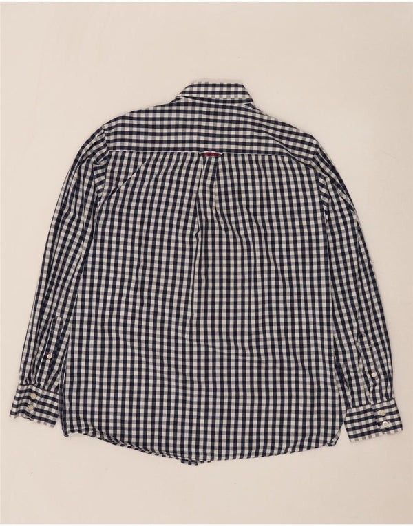 CREW CLOTHING Mens Classic Fit Shirt Large Navy Blue Gingham Cotton