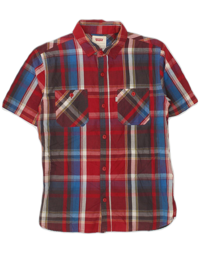 LEVI'S Boys Short Sleeve Shirt 12-13 Years Large Red Check Cotton | Vintage Levi's | Thrift | Second-Hand Levi's | Used Clothing | Messina Hembry 