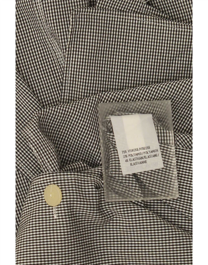 Elements Womens 3/4 Sleeve Shirt UK 16 Large Black Gingham Viscose
