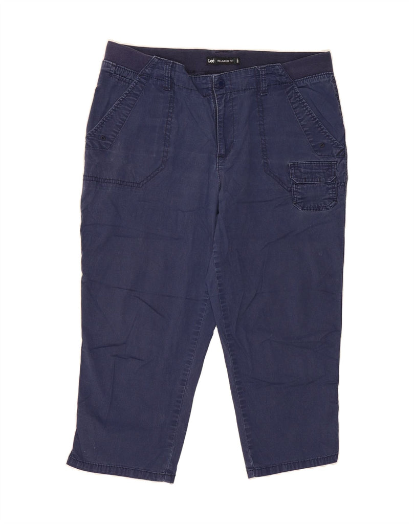 LEE Womens Relaxed Fit Capri Trousers W34 L20 Navy Blue Vintage Lee and Second-Hand Lee from Messina Hembry 