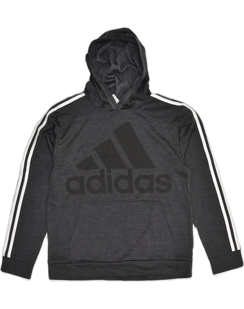 ADIDAS Boys Graphic Hoodie Jumper 14-15 Years Grey Polyester | Vintage Adidas | Thrift | Second-Hand Adidas | Used Clothing | Messina Hembry 