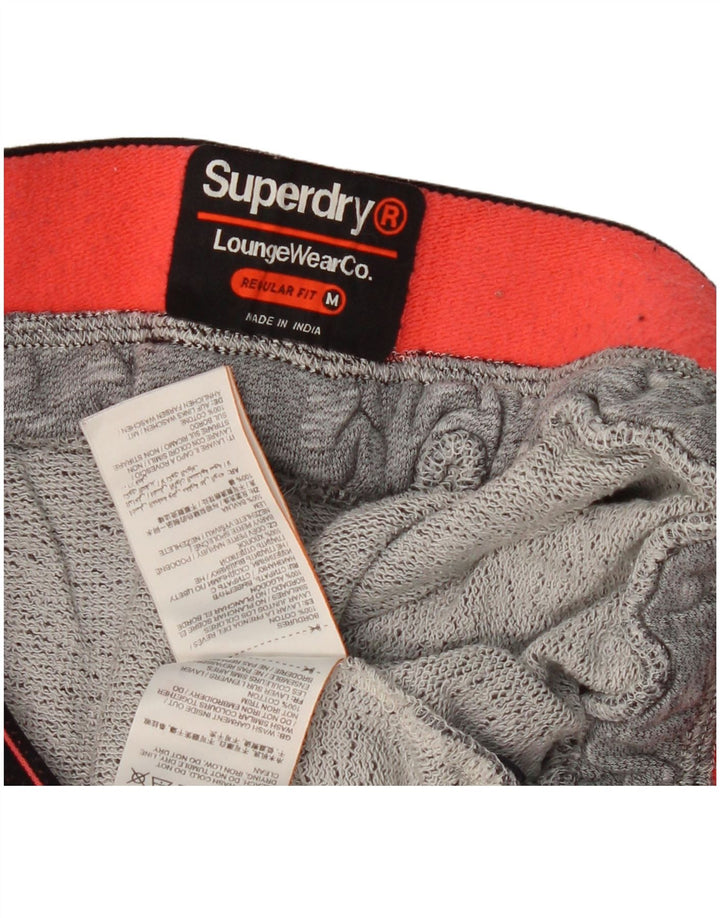 SUPERDRY Mens Regular Fit Tracksuit Trousers Medium Grey Flecked Cotton