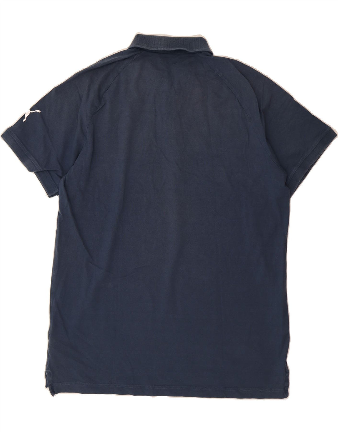 PUMA Mens Graphic Polo Shirt Large Navy Blue Cotton Vintage Puma and Second-Hand Puma from Messina Hembry 