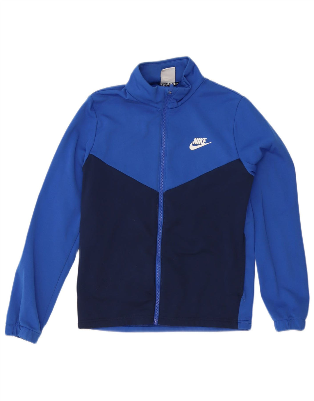 Nike Boys Graphic Tracksuit Top Jacket 12-13 Years Large Blue Colourblock