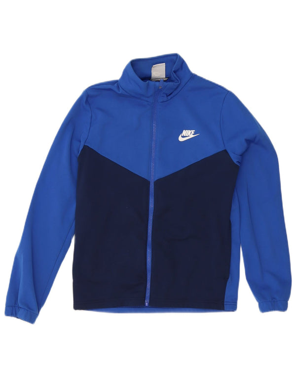 Nike Boys Graphic Tracksuit Top Jacket 12-13 Years Large Blue Colourblock