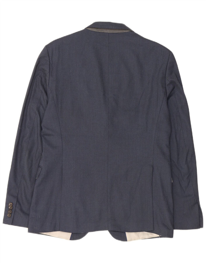 Zara Mens 2 Button Blazer Jacket EU 50 Medium Navy Blue