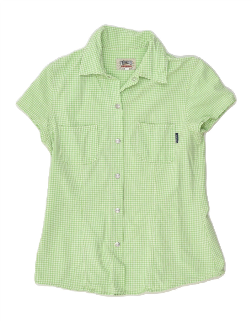 PEPPERINO Womens Short Sleeve Shirt UK 14 Medium Green Gingham Cotton | Vintage Pepperino | Thrift | Second-Hand Pepperino | Used Clothing | Messina Hembry 