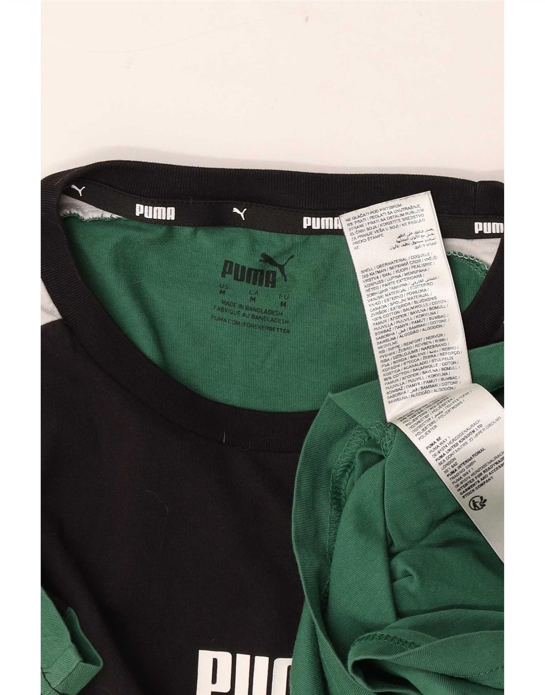 Puma Mens Graphic T-Shirt Top Medium Green Colourblock Cotton