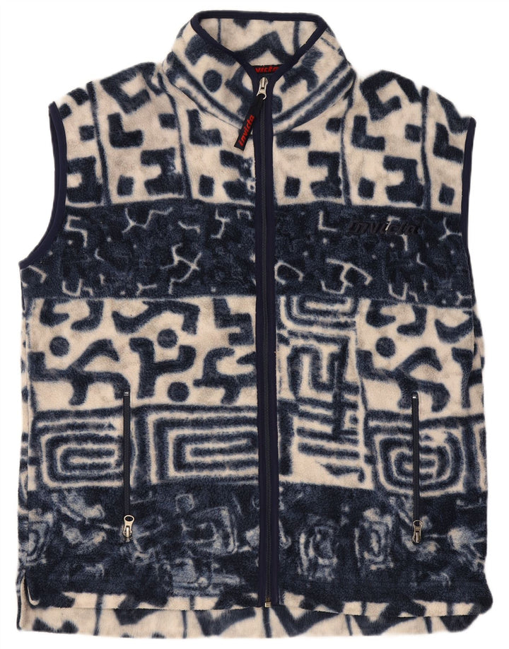 Invicta Mens Fleece Gilet UK 38 Medium Navy Blue Geometric Polyester