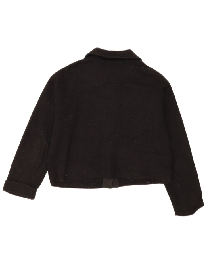 Massimo Dutti Womens Crop Oversized Bolero Jacket UK 6 XS Black