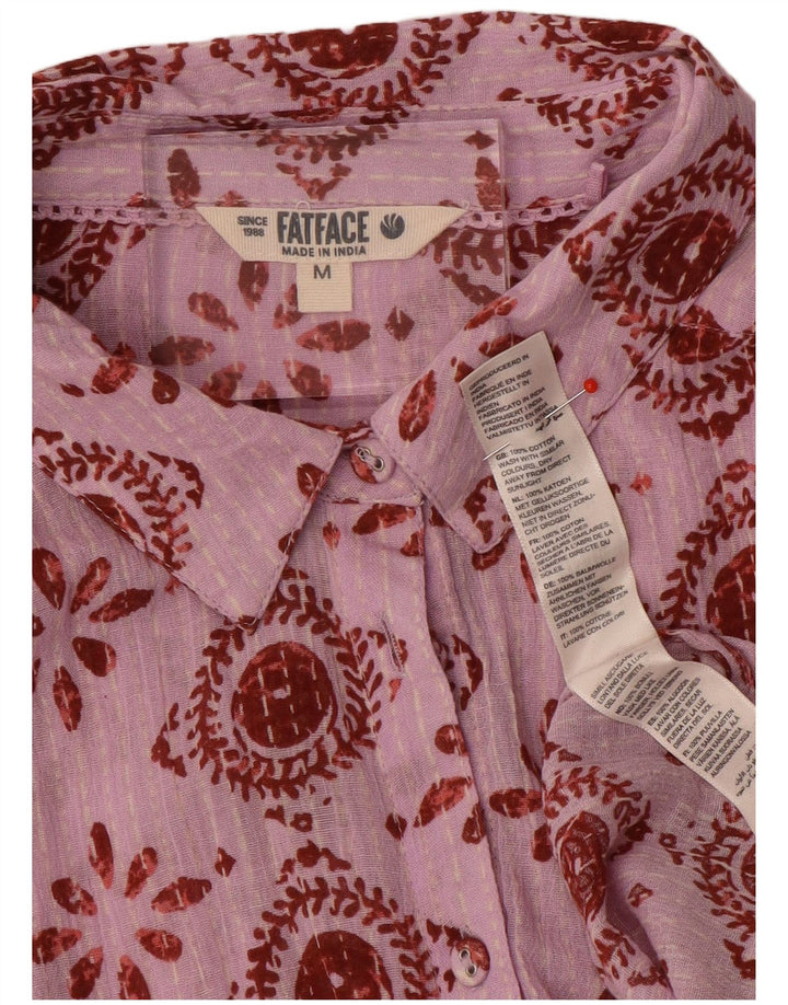 Fat Face Womens Oversized Shirt UK 14 Medium Pink Geometric Cotton