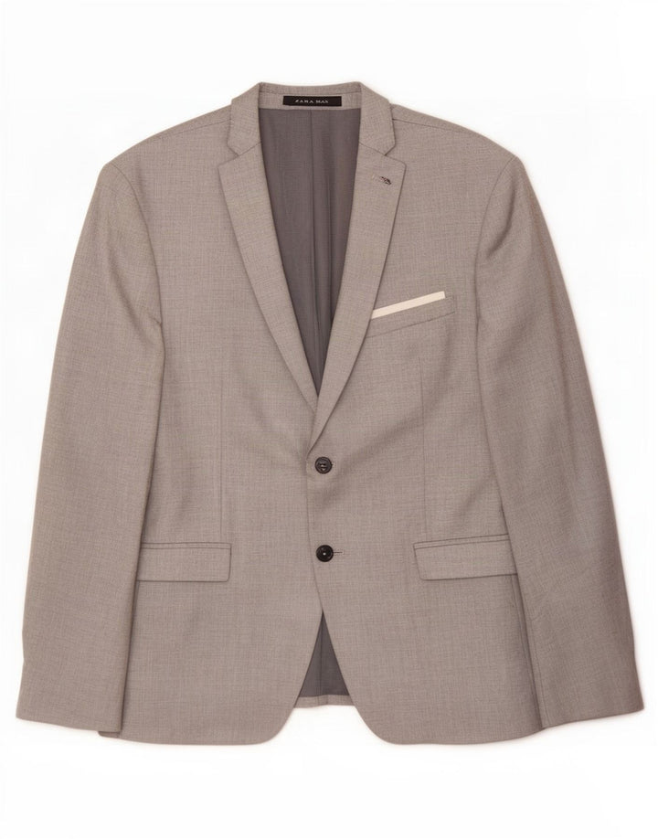 Zara Mens 2 Button Blazer Jacket EU 52 Large Grey
