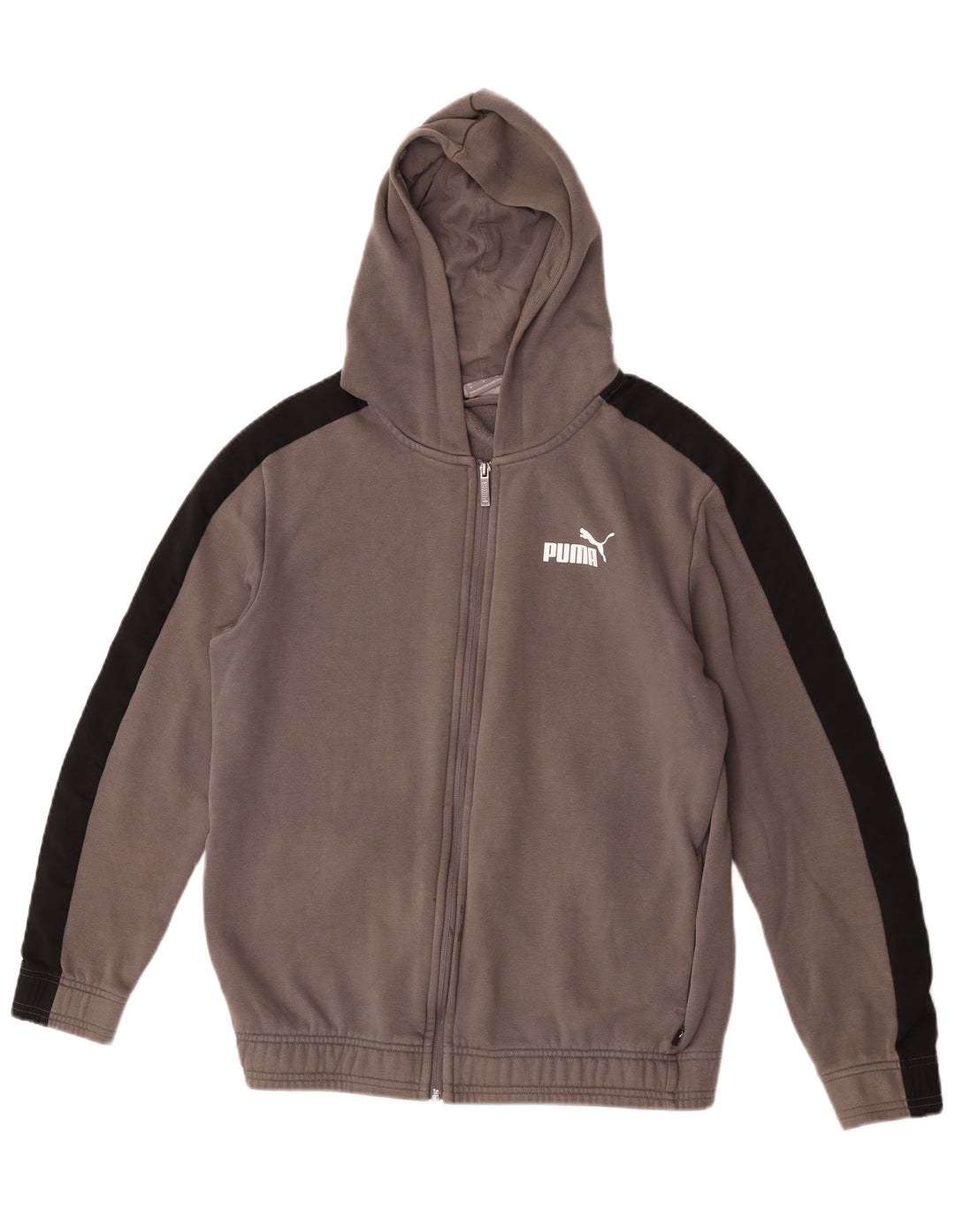 Puma Mens Zip Hoodie Sweater Medium Grey Colourblock Cotton