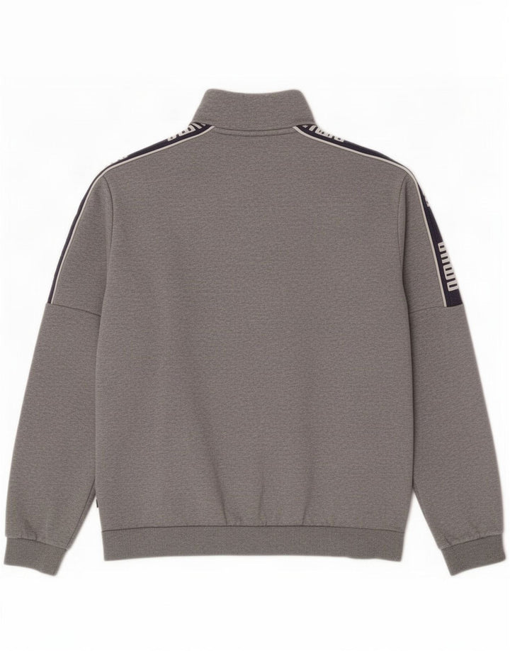 Puma Mens Graphic Tracksuit Top Jacket Medium Grey Colourblock Cotton