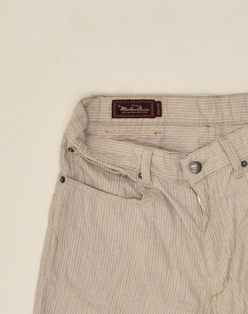 MARLBORO CLASSICS Mens Casual Shorts W32 Medium Beige Striped | Vintage Marlboro Classics | Thrift | Second-Hand Marlboro Classics | Used Clothing | Messina Hembry 