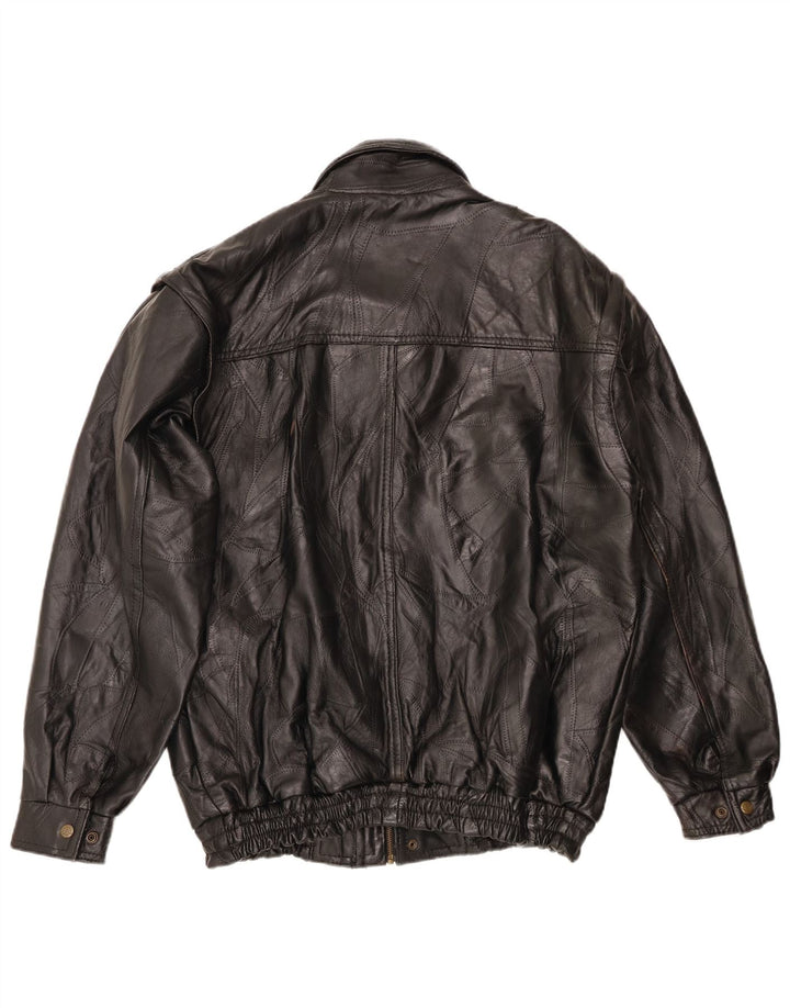 VINTAGE Mens Leather Jacket UK 40 Large Black Leather