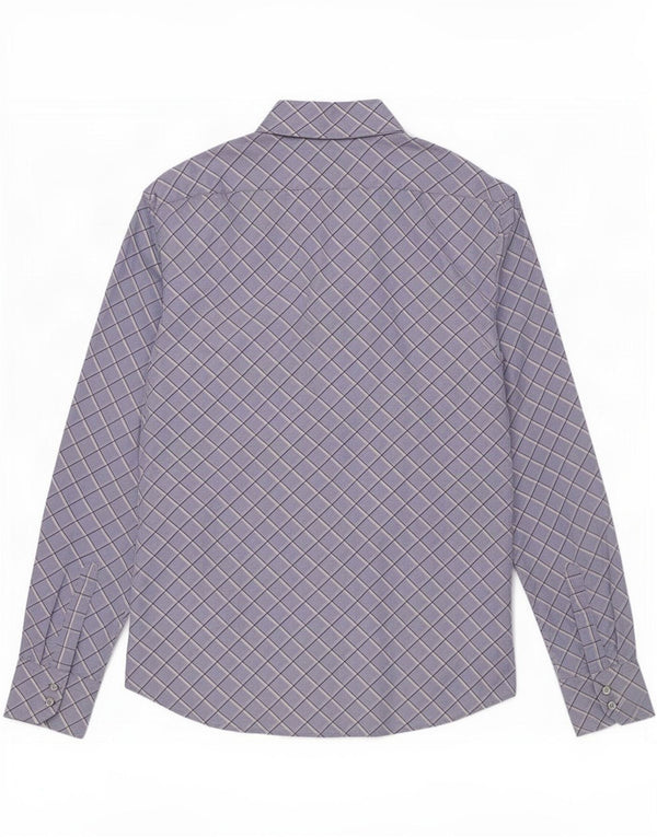 Benetton Mens Shirt Large Blue Check Cotton