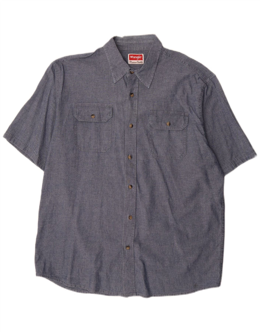 Wrangler Mens Short Sleeve Shirt Large Navy Blue Cotton