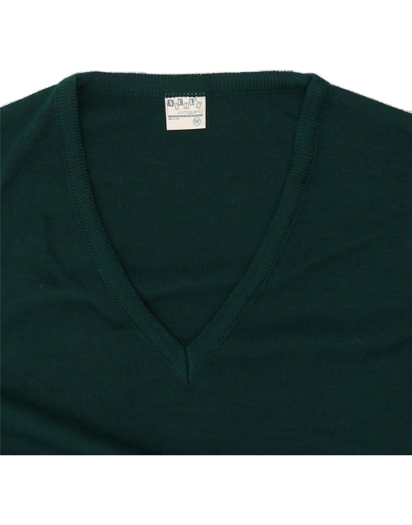 VINTAGE Mens V-Neck Jumper Sweater Medium Green | Vintage Vintage | Thrift | Second-Hand Vintage | Used Clothing | Messina Hembry 