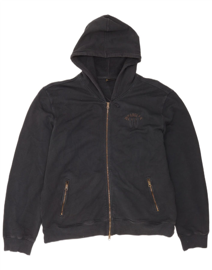 Wrangler Mens Zip Hoodie Sweater 2XL Black Cotton
