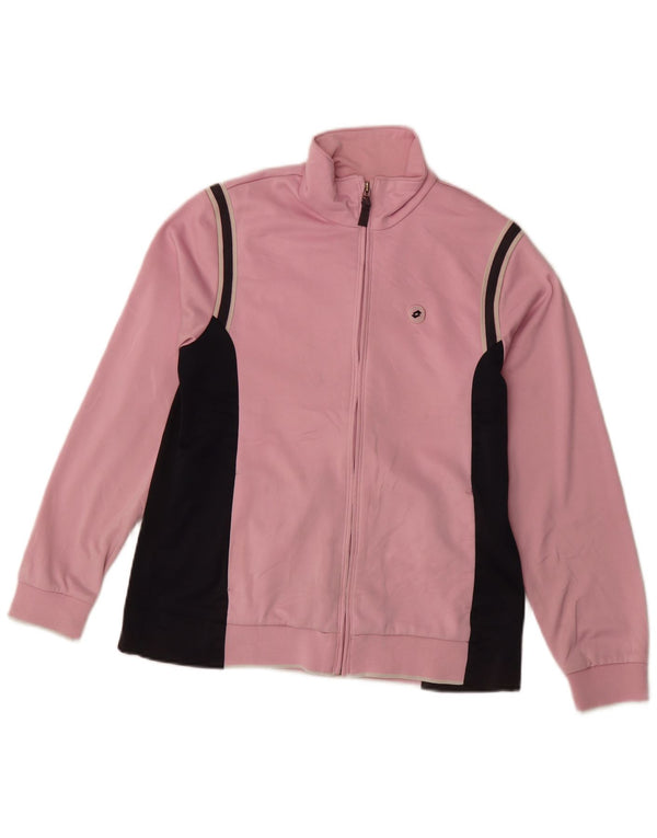 Lotto Womens Tracksuit Top Jacket UK 14 Medium Pink Colourblock