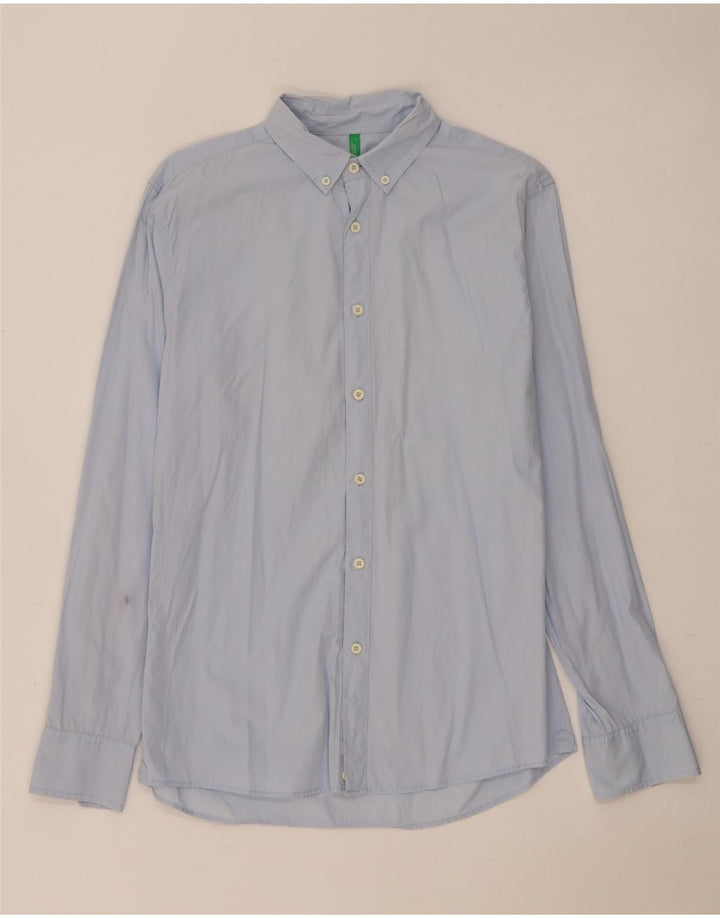 Benetton Mens Shirt Medium Blue