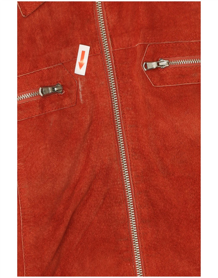 CONBIPEL Womens Leather Jacket IT 44 Medium Orange Leather