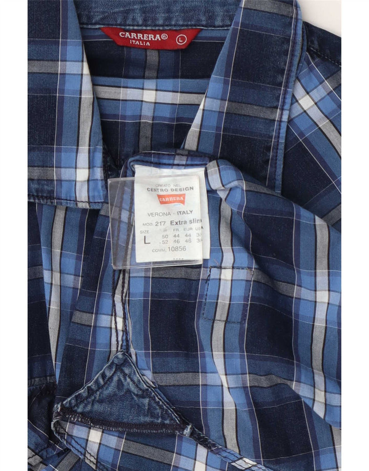 Carrera Mens Extra Slim Fit Shirt Large Blue Check
