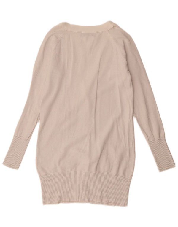 Zara Womens Longline Cardigan Sweater UK 12 Medium White Cotton