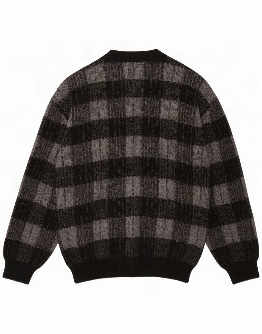 Vintage Mens Cardigan Sweater EU 40/42 Medium Black Plaid