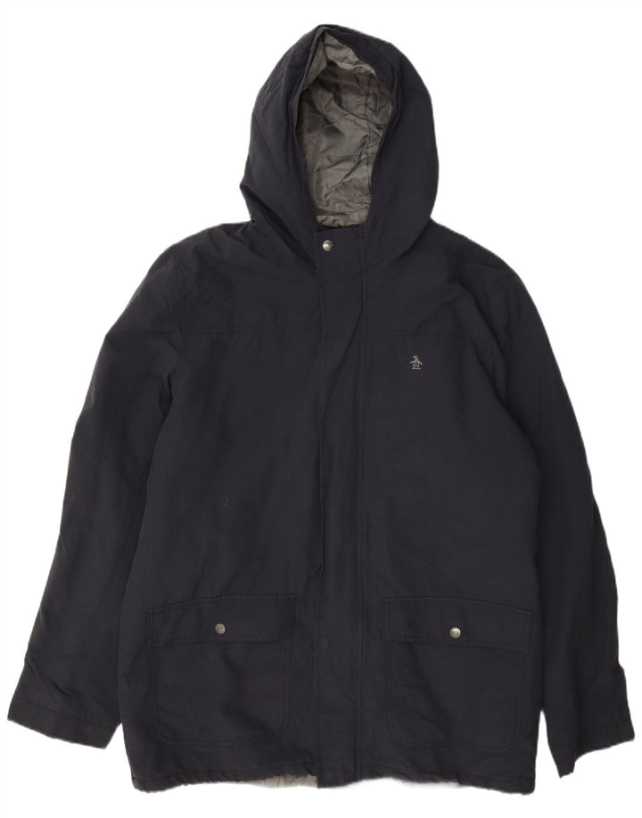 Penguin Mens Hooded Windbreaker Jacket UK 40 Large Navy Blue