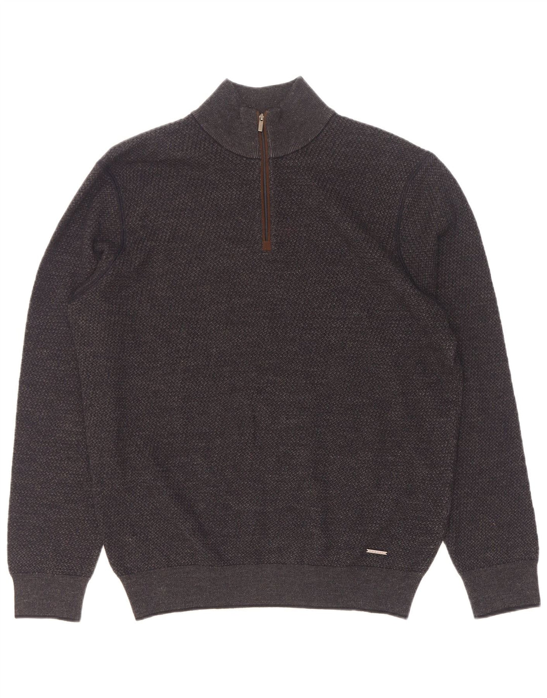 Bugatti Mens Zip Neck Jumper Sweater Large Grey
