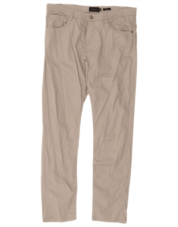 Massimo Dutti Mens Casual Trousers EU 44 Large W34 L30 Grey Geometric