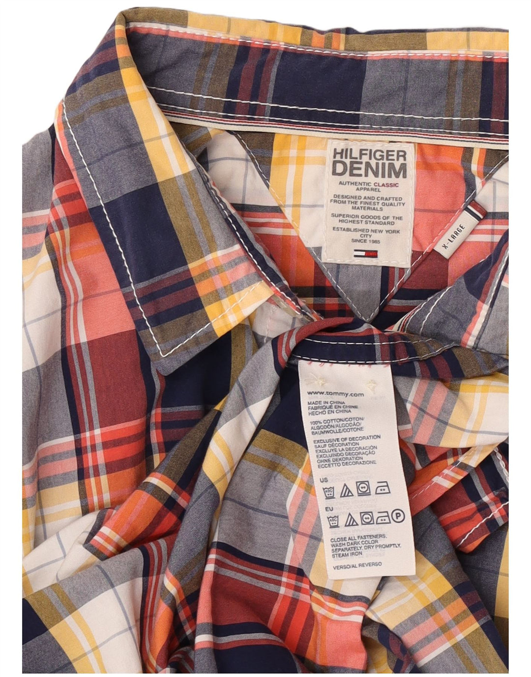 Tommy Hilfiger Mens Shirt XL Multicoloured Check Cotton