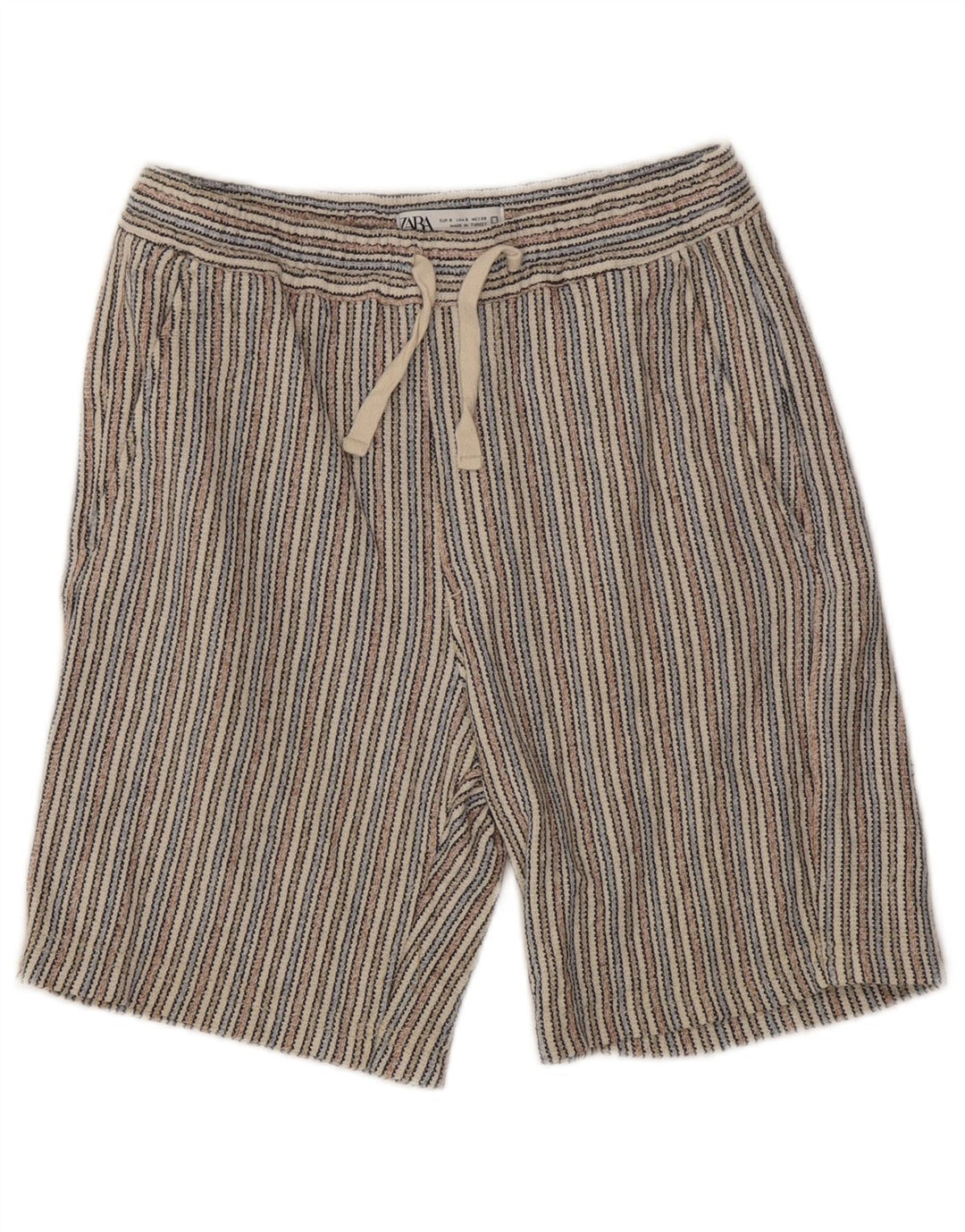 Zara Womens Chino Shorts Small W30  Multicoloured Striped Cotton