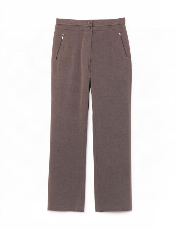 M&Co Womens Straight Casual Trousers UK 16 Large W33 L32 Grey Polyester