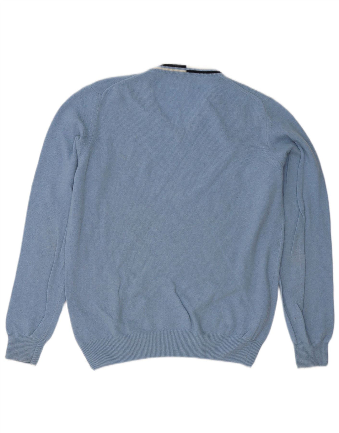 Fred Perry Boys V-Neck Jumper Sweater 15-16 Years Blue Wool