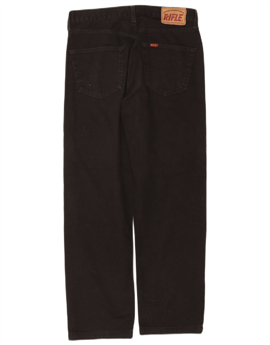 Rifle Mens Straight Jeans W34 L29 Black Cotton