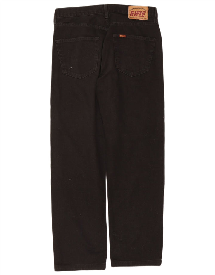 Rifle Mens Straight Jeans W34 L29 Black Cotton