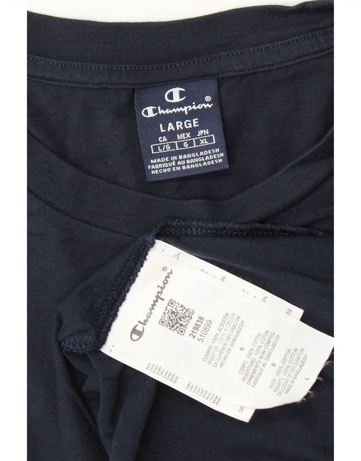 Champion Mens T-Shirt Top Large Navy Blue Cotton