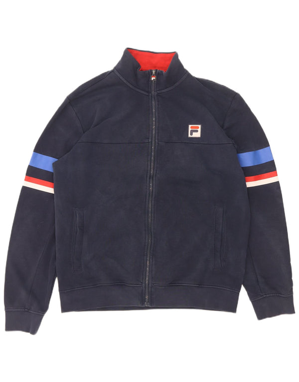 Fila Mens Tracksuit Top Jacket Large Navy Blue Cotton Sports