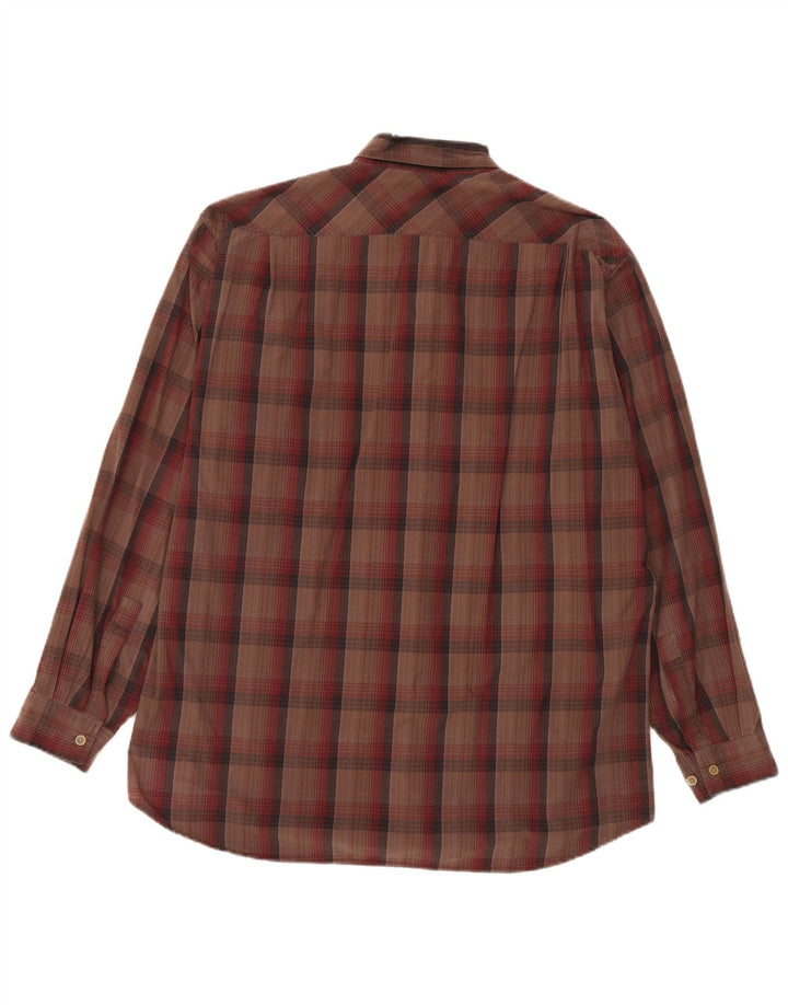 Marlboro Classics Mens Shirt XL Brown Check Cotton