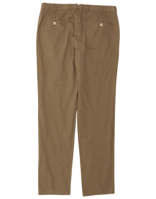 Massimo Dutti Mens Straight Suit Trousers EU 42 Large W32 L32 Beige Cotton