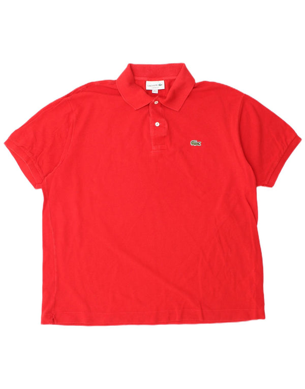 LACOSTE Mens Classic Fit Polo Shirt Size 7 2XL Red Cotton