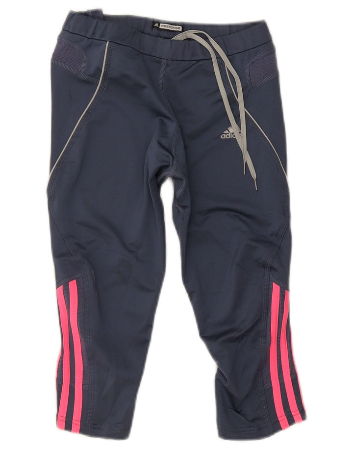 Adidas Womens Response Capri Leggings UK 12 Medium Navy Blue Polyester
