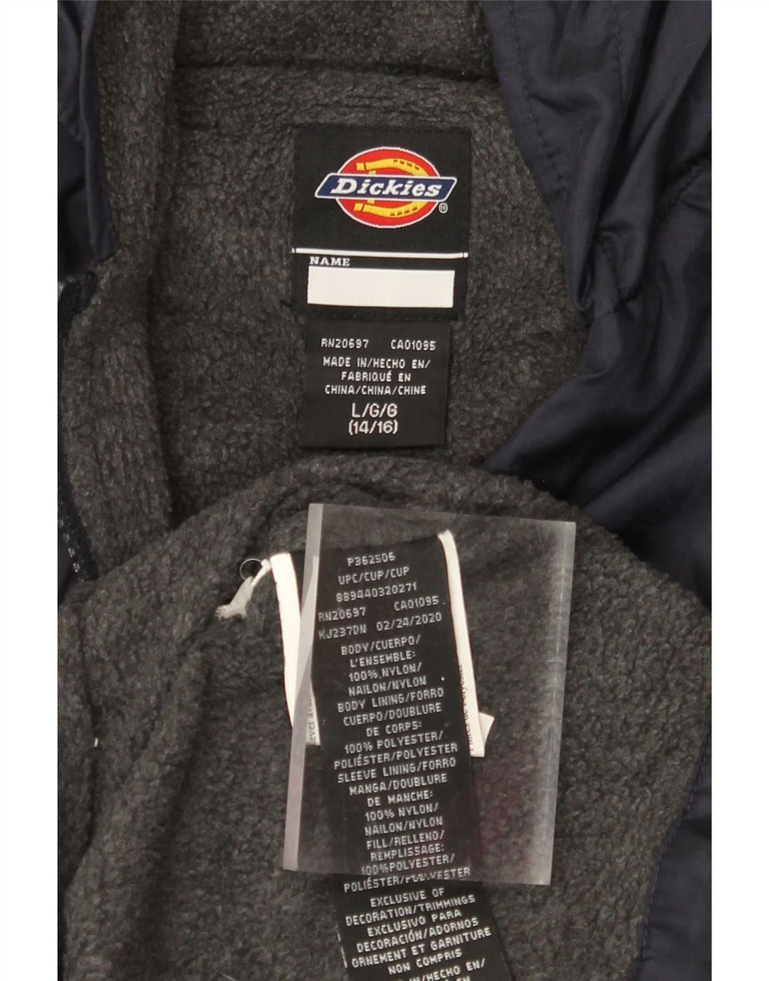 DICKIES Boys Hooded Windbreaker Jacket 14-15 Years Large Navy Blue Nylon