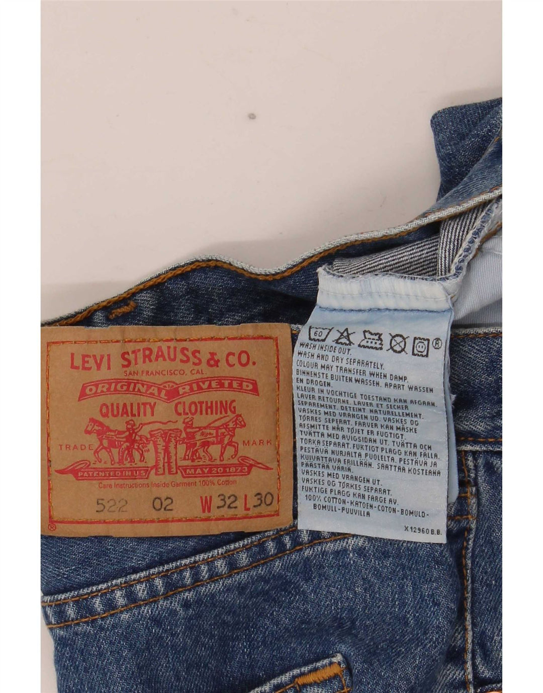 Levi's Mens 522 Slim Tapered Jeans W32 L30 Blue Cotton